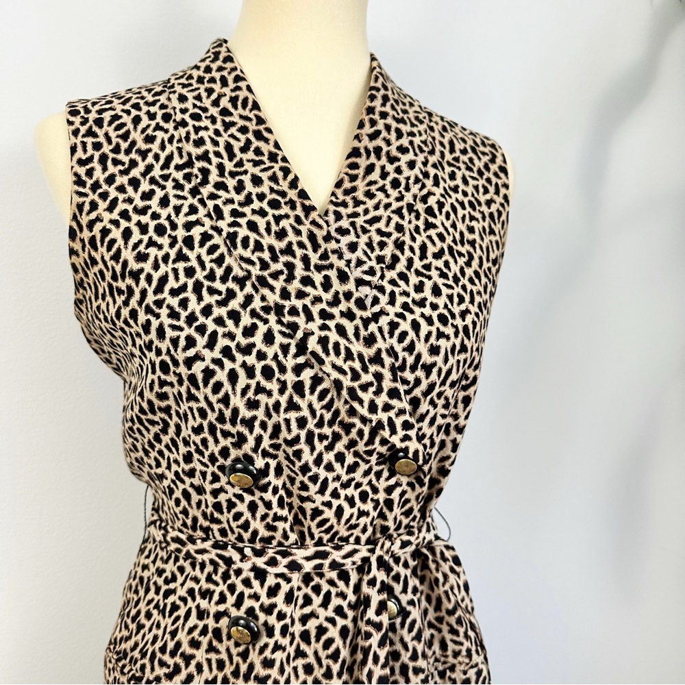 Vintage 90’s Leopard Print Sleeveless Dress, Wrap Animal Print, Fran Drescher B2